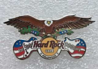 Hard Rock Cafe Hollywood 2003 July 4th Pin Eagle Crossed Usa Guitars Le 18396