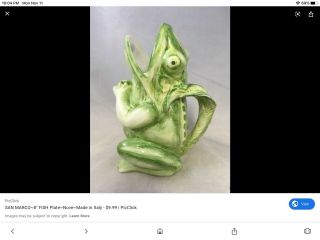 San Marco N Frog Pitcher/vase,  Ceramic,  Made In Italy