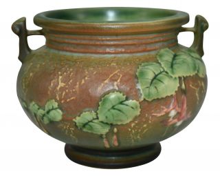 Roseville Pottery Fuchsia Green Ceramic Jardiniere 645 - 3