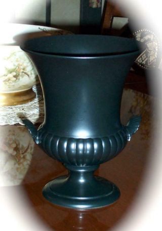 Vintage Wedgwood Black Ravenstone Vase Urn Htf Tall 9 1/2 " 1960 