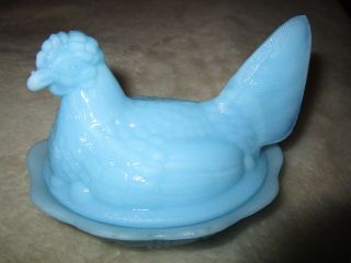 Blue Fenton Glass Hen on Nest 3