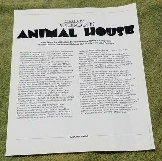 National Lampoon ' s Animal House Soundtrack MCA Records press kit 3