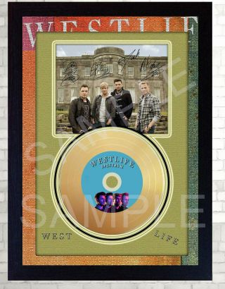 Westlife Spectrum Mini Gold Vinyl Cd Record Signed Framed Photo