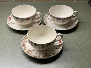 3 Copeland Spode Wicker Dale Cup And Saucer Set -