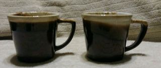 Set Of 2 Vintage Mccoy Pottery Brown Drip Glaze Coffee Mugs Cups Usa