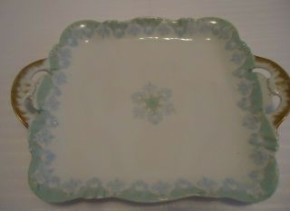 Vintage Theo Haviland Limoges Square Cake Plate With Handles Gold Trim Chip