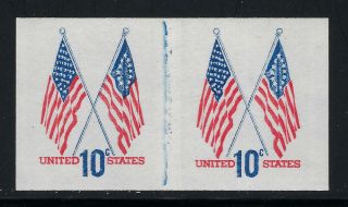 Scott 1519a 1973 10 Cent Crossed Flags Issue Imperf Coil Line Pair Mnh Og Vf