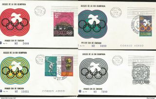 J) 1968 Mexico,  Games Of The Xix Olympiad,  Discobolus,  Sports Palace,  Symbols