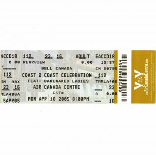 Barenaked Ladies Concert Ticket Stub Toronto Canada 4/18/05 Coast To Coast Tour
