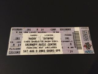 Lynyrd Skynyrd Sammy Hagar Complete Live Concert Ticket Stub Dallas 2003 Tour