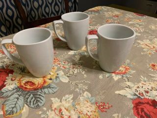 Set Of 3 Corelle Coordinates Porcelain " White " Coffee Mug Cups 4 " Tall Minty