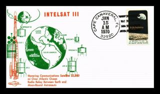 Dr Jim Stamps Us Intelsat Iii Space Event Orbit Cover 1970 Cape Canaveral