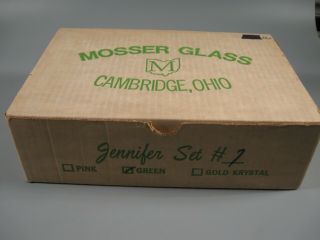 Mosser Glass Jeanette Miniature Child Green Set 7 Ice Bucket And 4 Glasses