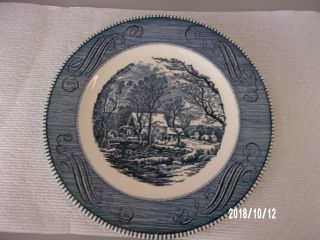 Royal China Currier And Ives The Old Grist Mill 10 " Blue Dinner Plate