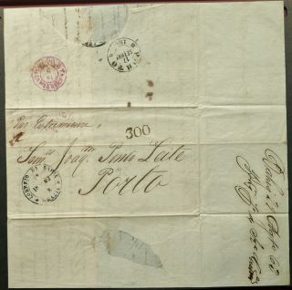 Brazil 1862 Stampless Postal Entire From Bahia To Porto,  Portugal - See