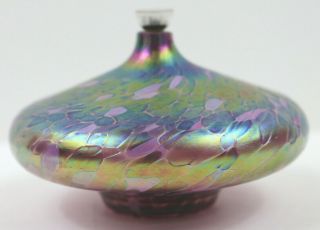Vintage 1994 Hand Blown Swirled Iridescent Studio Art Glass 3 " Oil Lamp Signed