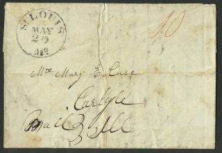 St.  Louis/mo.  Blk.  Cds.  1835 Sfl W/business Letter To Brother
