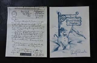 1944 Wwii V - Mail Letter,  Christmas Card Dutch Harbor Alaska Navy Military Ncb