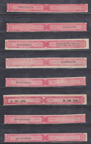 Us Revenues: Usir Distilled Spirits Tax Paid Bottle Stamps; Group Of 8
