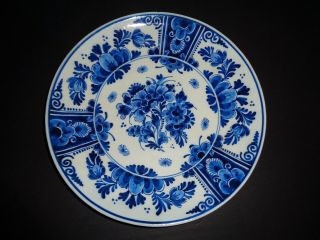 Vintage Royal Delft Porceleyne Fles Blue 9 " Wall Plate Netherlands 1944