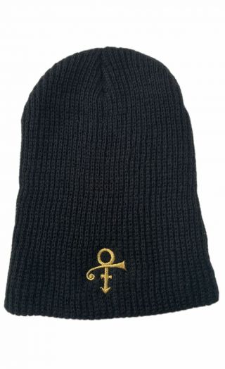 Prince Love Symbol Official Slouch Beanie Hat Unisex Gold Threaded
