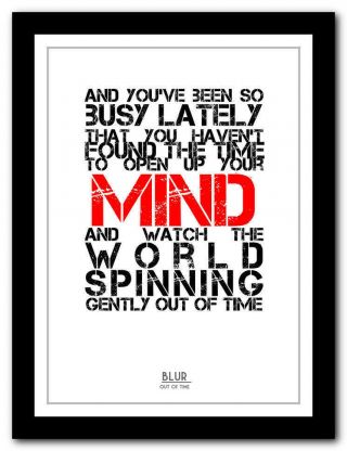 Blur - Out Of Time - Song Lyric Poster Art Typography Print - 4 Sizes
