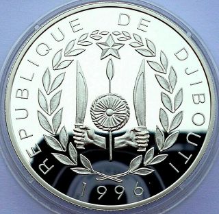 Djibouti 100 Francs 1996,  silver proof,  Portuguese discovery of Djibouti 2