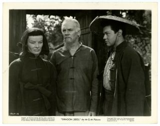 Katharine Hepburn,  Walter Huston,  Turhan Bey Orig Movie Photo 1944 Dragon Seed