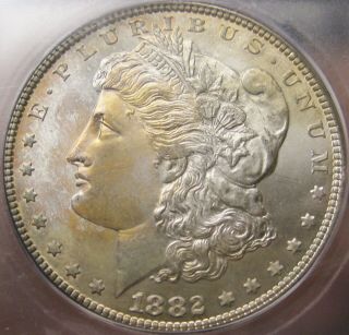 1882 - P Icg Ms 65,  Toned Morgan Silver Dollar