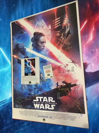 Star Wars Rise Of Skywalker Cast Signed Premiere Movie Poster Daisy Ridley Jedi