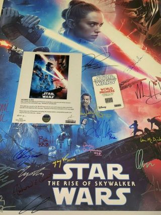Star Wars Rise of Skywalker Cast Signed Premiere Movie Poster Daisy Ridley Jedi 2