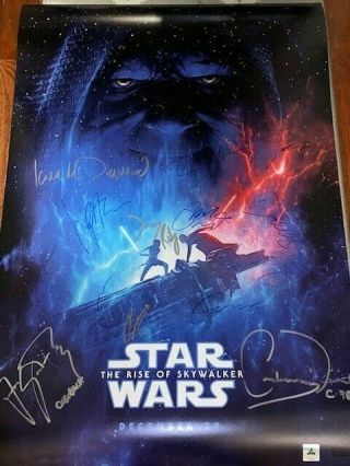Star Wars Rise Of Skywalker Movie Poster Cast Signed Premiere Adam Driver Kylo