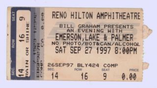 Rare Emerson Lake & Palmer 9/27/97 Reno Nv Ticket Stub And Elp