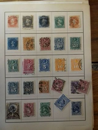 1880 - 1930 Chile.  Accumulation of mostly on 10 old approval pages. 3