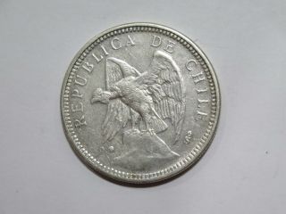 Chile 1927 So 5 Pesos Condor Silver Crown Size World Coin 