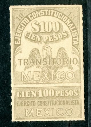 Mexico Revenues,  Revolution $100 Pesos Ejercito,  Mr Rv29,  Mnh,  Not Valued.