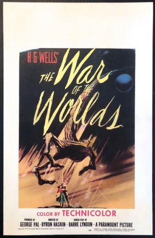 War Of The Worlds 1953 Movie Poster Window Card Paper Backed 14 " X 22 "