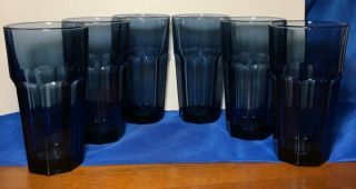 6 14oz.  Libbey Duratuff Gibraltar Dusky Blue 6 1/4 " Iced Tea Glasses