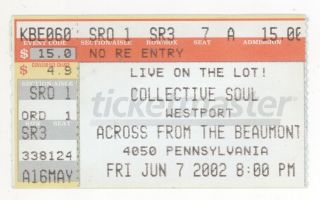 Rare Collective Soul 6/7/02 Kansas City Mo Ticket Stub