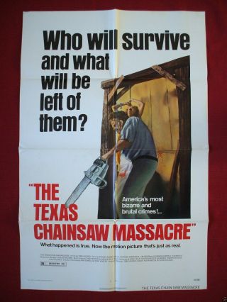 The Texas Chainsaw Massacre 1974 Movie Poster 1sh Halloween Bryanston