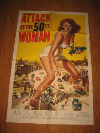 Attack Of The Fifty Foot Woman 1958 One - Sheet Movie Poster