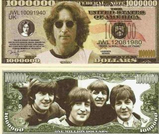 John Lennon The Beatles Million Dollar Bills X 2