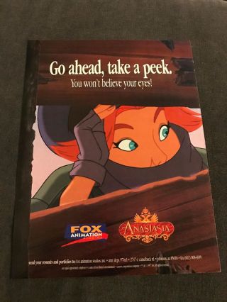 1997 Vintage Movie Promo Print Ad 8x11 For " Anastasia " Fox Animation Studios