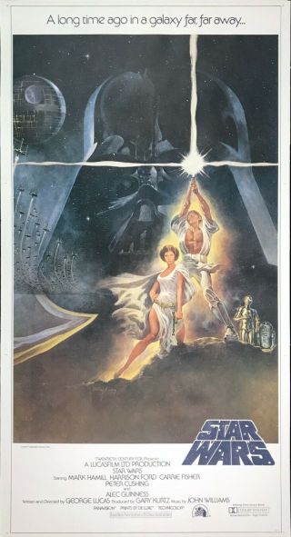 1977 Star Wars 3 - Sheet Movie Poster 41 X 81 Near Linen Backed