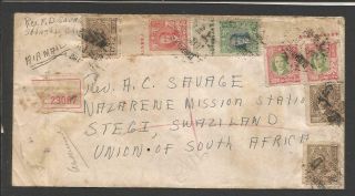 China Registered 1946 Cover Am.  President Lines Shanghai - Swaziland So.  Africa