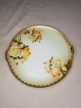 Ohme Silesia Gold Ivory Yellow Roses 9 5/8  Plate