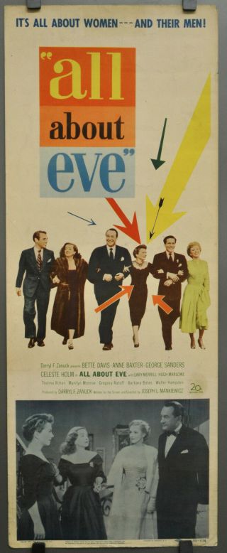 All About Eve 1950 Orig.  14x36 Movie Poster Insert Marilyn Monroe Bette Davis