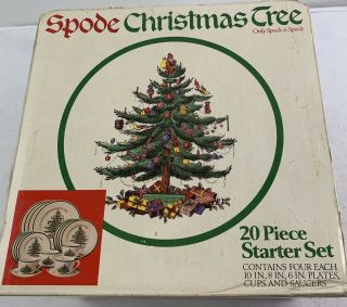 Spode Christmas Tree 20 Piece Starter Set Plates Cups Saucers Porcelain