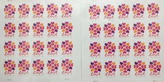 Usps Love Hearts Blossom Two X 20 = 40 2019 Forever Postage Stamps