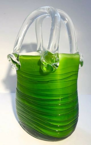 Large Art Glass Handbag Vase / Ornament